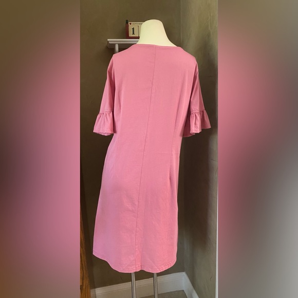 J. Crew Factory Pink Ruffle Sleeve T-Shirt dress women’s size M - Picture 3 of 8